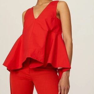 3.1 Phillip Lim Red Structured Asymmetrical A-Line Top Size 6 $550 Retail